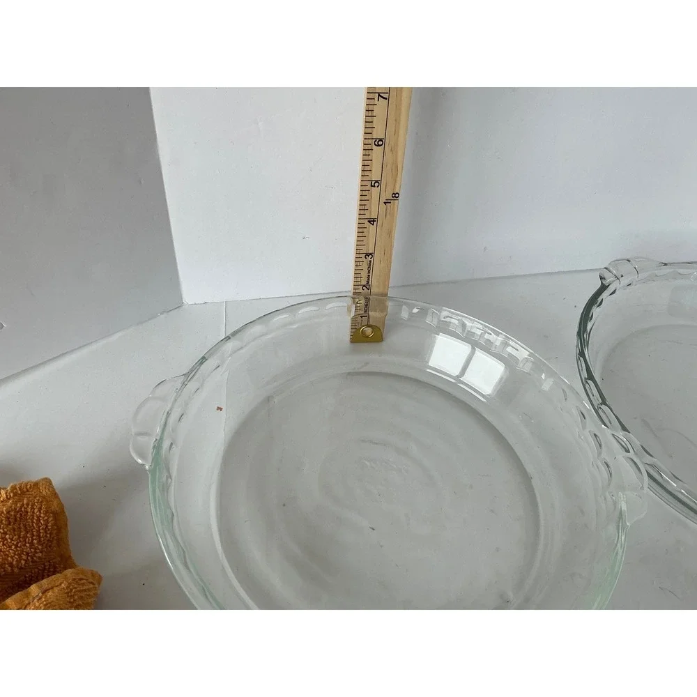 Pyrex Vintage Glass Pie Plate Set 2 Fluted Rim 9 Inch Clear Round Baking‎ Dish